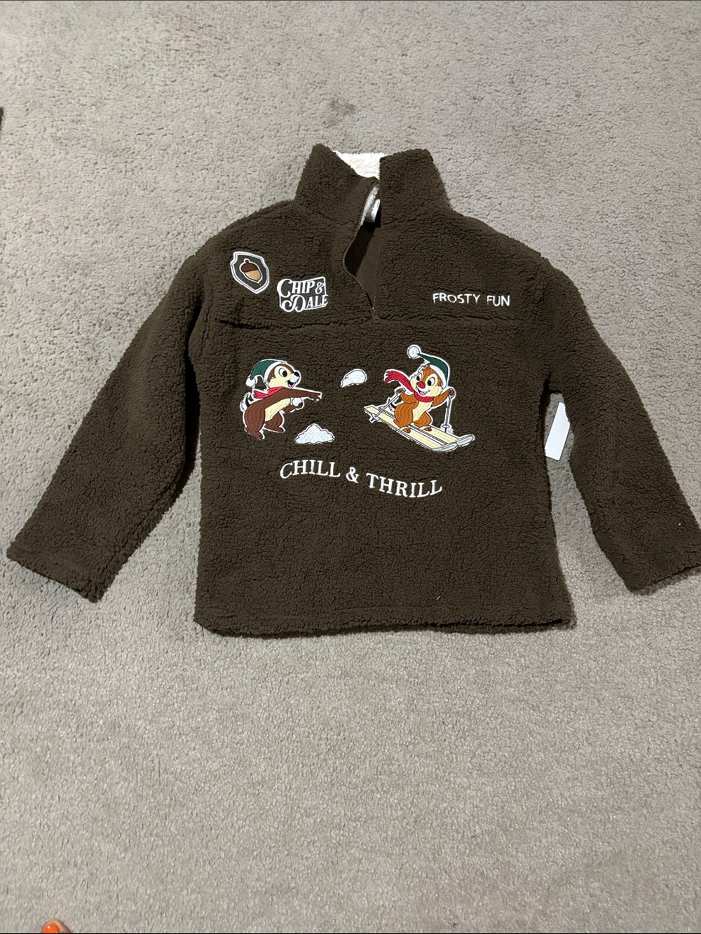 Disney Women's Winter Sherpa 1/2 Zip Pullover Chip 'n Dale